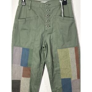 Pistola Green Embroidered Pants Size 26 New with Tags